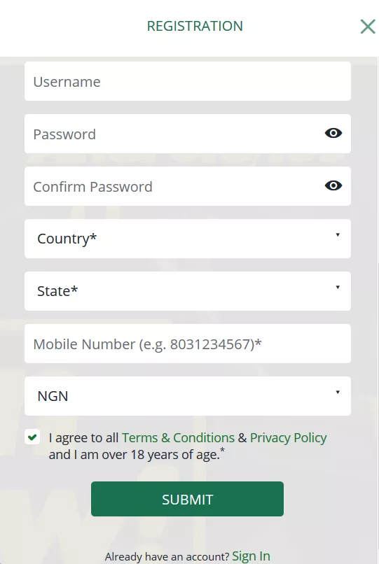 BetFarm submit button